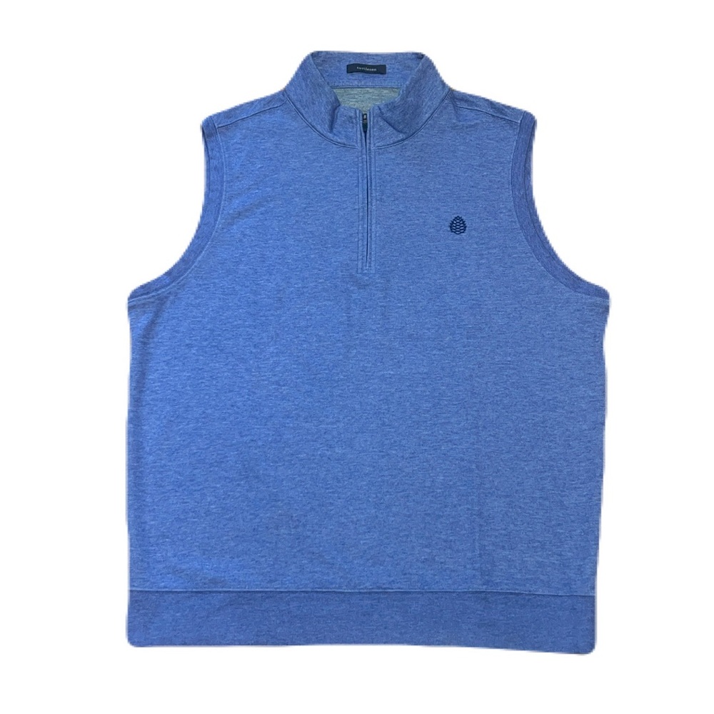 Turtleson Quarter Zip Sweater Vest in Blue Mid Pines Golf Course, Men’s Large